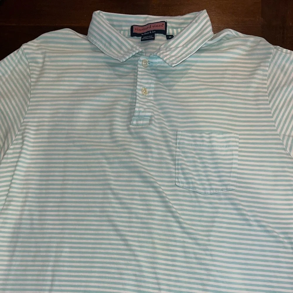Vineyard Vines - Green and white striped polo - Picture 1 of 2